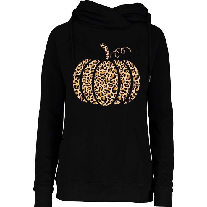 Pumpkin Leopard Print Cheetah Fall Graphic Thanksgiving Womens Funnel Neck Pullover Hood