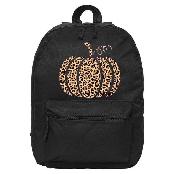 Pumpkin Leopard Print Cheetah Fall Graphic Thanksgiving 16 in Basic Backpack