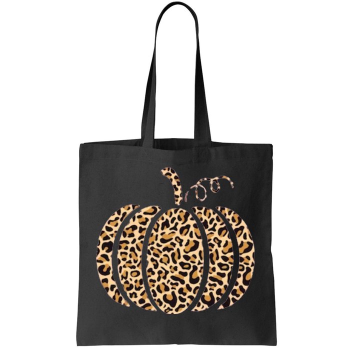 Pumpkin Leopard Print Cheetah Fall Graphic Thanksgiving Tote Bag