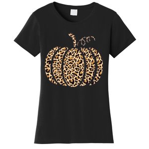 Pumpkin Leopard Print Cheetah Fall Graphic Thanksgiving Women's T-Shirt