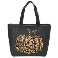 Pumpkin Leopard Print Cheetah Fall Graphic Thanksgiving Zip Tote Bag