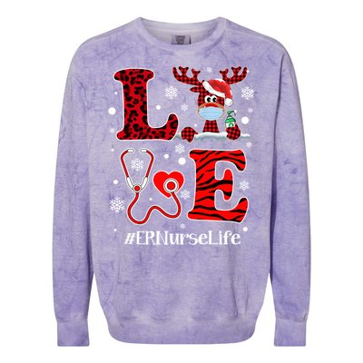 Ph Love Plaid Leopard Christmas Er Nurse Reindeer Great Gift Colorblast Crewneck Sweatshirt