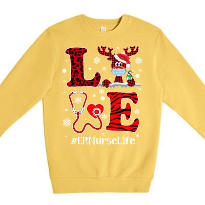 Ph Love Plaid Leopard Christmas Er Nurse Reindeer Great Gift Premium Crewneck Sweatshirt