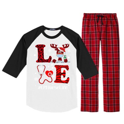 Ph Love Plaid Leopard Christmas Er Nurse Reindeer Great Gift Raglan Sleeve Pajama Set