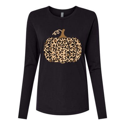 Pumpkin Leopard Print For Women N Fall Womens Cotton Relaxed Long Sleeve T-Shirt