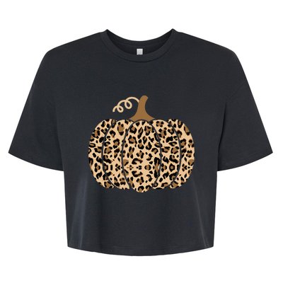 Pumpkin Leopard Print For Women N Fall Bella+Canvas Jersey Crop Tee