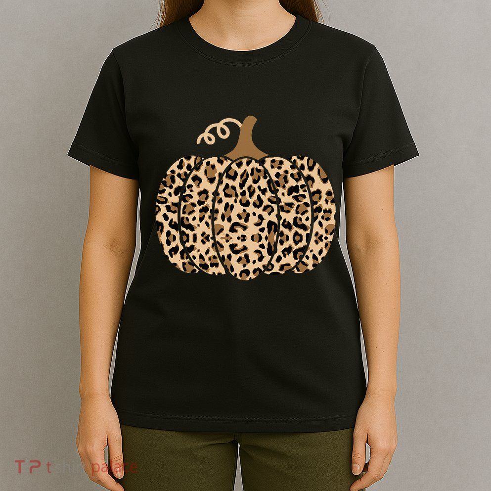 Pumpkin Leopard Print For Women N Fall T-Shirt