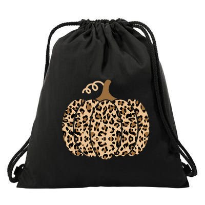 Pumpkin Leopard Print For Women N Fall Drawstring Bag