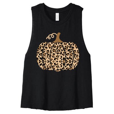 Pumpkin Leopard Print For Women N Fall Women's Racerback Cropped Tank