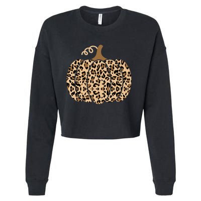 Pumpkin Leopard Print For Women N Fall Cropped Pullover Crew