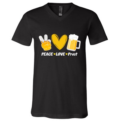 Peace Love Prost Beer Oktoberfest V-Neck T-Shirt