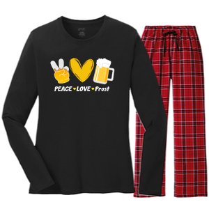 Peace Love Prost Beer Oktoberfest Women's Long Sleeve Flannel Pajama Set 