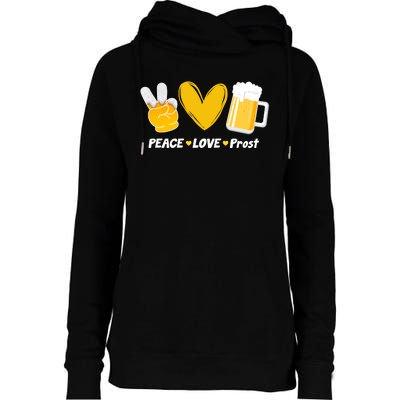 Peace Love Prost Beer Oktoberfest Womens Funnel Neck Pullover Hood