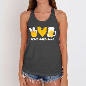 Peace Love Prost Beer Oktoberfest Women's Knotted Racerback Tank