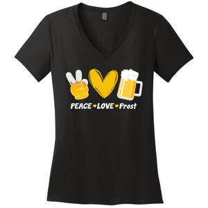 Peace Love Prost Beer Oktoberfest Women's V-Neck T-Shirt