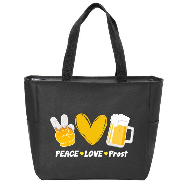 Peace Love Prost Beer Oktoberfest Zip Tote Bag