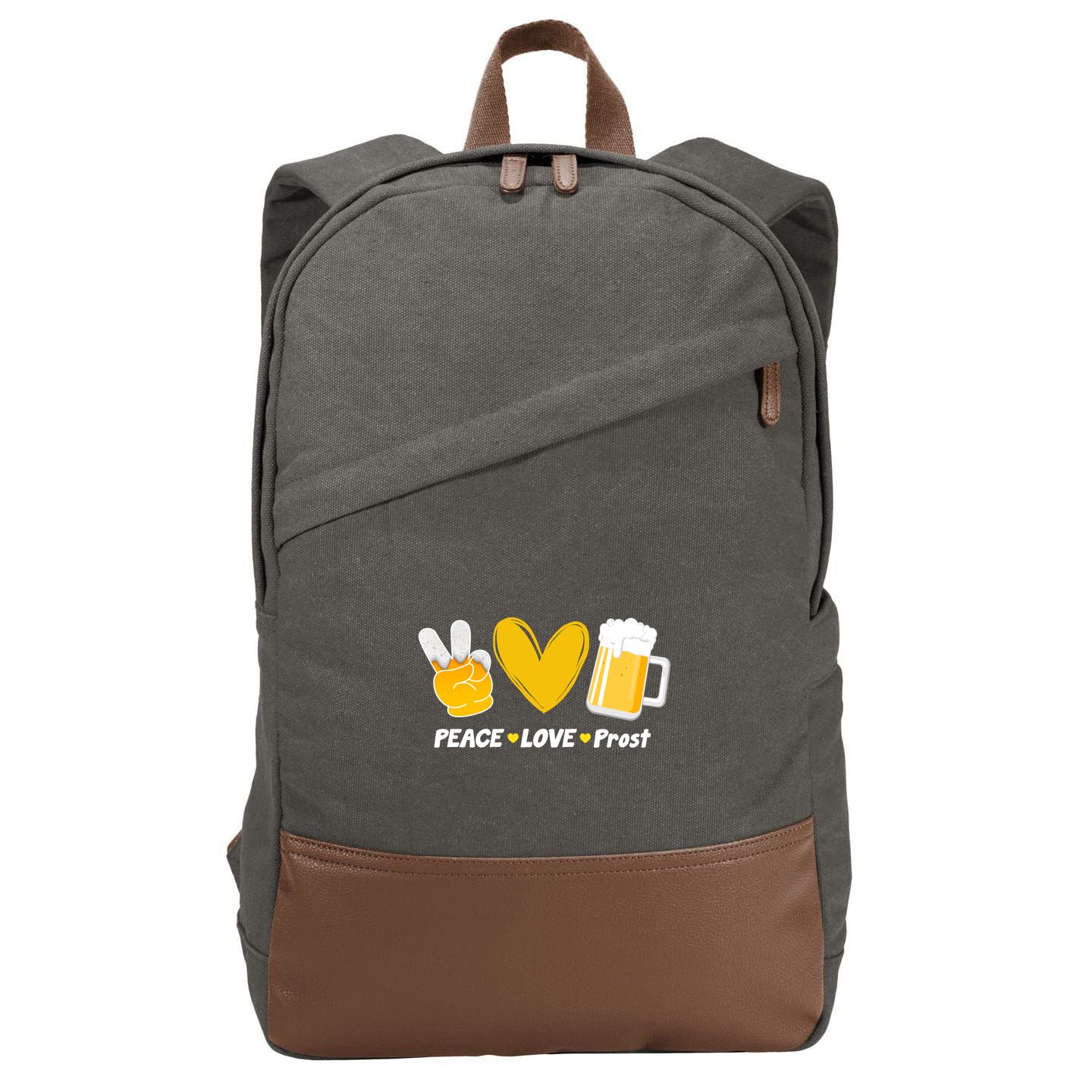 Peace Love Prost Beer Oktoberfest Cotton Canvas Backpack
