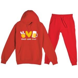 Peace Love Prost Beer Oktoberfest Premium Hooded Sweatsuit Set