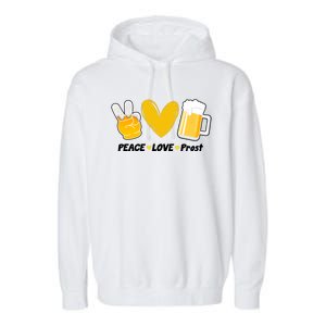 Peace Love Prost Beer Oktoberfest Garment-Dyed Fleece Hoodie