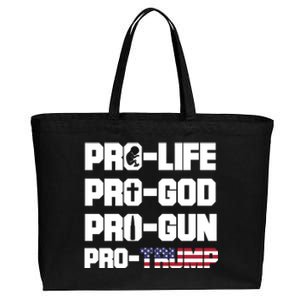 Pro Life Pro God Pro Gun Pro Trump 2020 Conservative Funny Gift Cotton Canvas Jumbo Tote