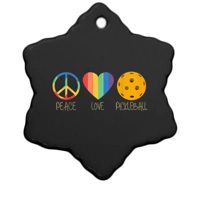 Peace Love Pickleball Funny Pickleball Paddle Player Ceramic Star Ornament