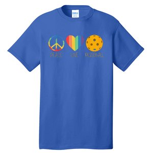 Peace Love Pickleball Funny Pickleball Paddle Player Tall T-Shirt