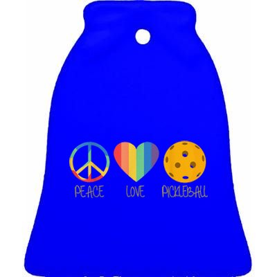 Peace Love Pickleball Funny Pickleball Paddle Player Ceramic Bell Ornament