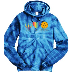 Peace Love Pickleball Funny Pickleball Paddle Player Tie Dye Hoodie