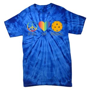 Peace Love Pickleball Funny Pickleball Paddle Player Tie-Dye T-Shirt