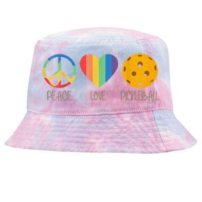 Peace Love Pickleball Funny Pickleball Paddle Player Tie-Dyed Bucket Hat