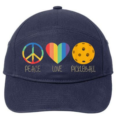 Peace Love Pickleball Funny Pickleball Paddle Player 7-Panel Snapback Hat