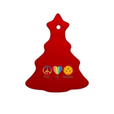 Peace Love Pickleball Funny Pickleball Paddle Player Ceramic Tree Ornament