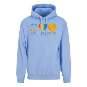 Peace Love Pickleball Funny Pickleball Paddle Player Unisex Surf Hoodie