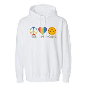 Peace Love Pickleball Funny Pickleball Paddle Player Garment-Dyed Fleece Hoodie