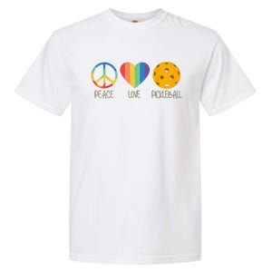 Peace Love Pickleball Funny Pickleball Paddle Player Garment-Dyed Heavyweight T-Shirt