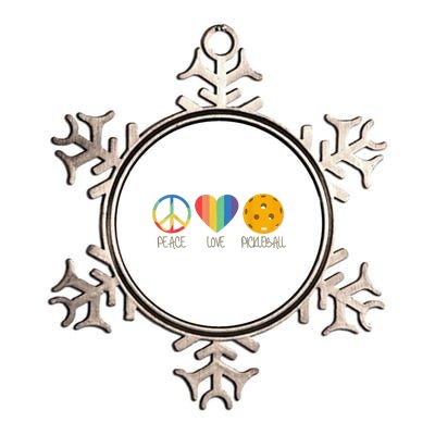 Peace Love Pickleball Funny Pickleball Paddle Player Metallic Star Ornament