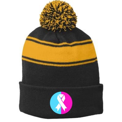 Pro Life Pregnancy Infant Loss Awareness Protect Life Anti Abortion Stripe Pom Pom Beanie