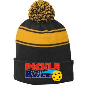 Pickleball League Stripe Pom Pom Beanie