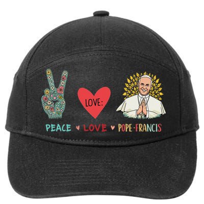 Peace Love Pope Francis Catholic Faith Design 7-Panel Snapback Hat