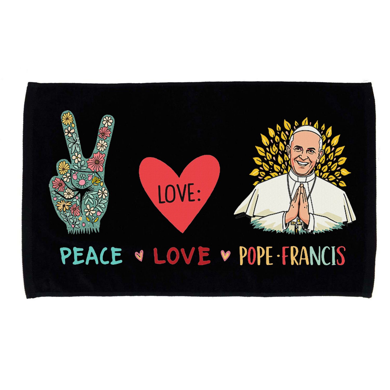 Peace Love Pope Francis Catholic Faith Design Microfiber Hand Towel