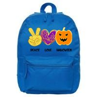 Peace Love Pumpkin Funny Halloween Peace Sign Cute Gift 16 in Basic Backpack