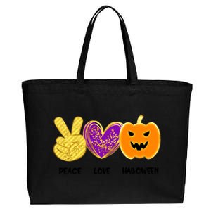 Peace Love Pumpkin Funny Halloween Peace Sign Cute Gift Cotton Canvas Jumbo Tote