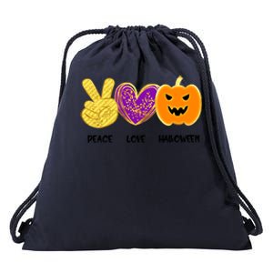 Peace Love Pumpkin Funny Halloween Peace Sign Cute Gift Drawstring Bag