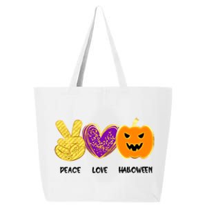 Peace Love Pumpkin Funny Halloween Peace Sign Cute Gift 25L Jumbo Tote