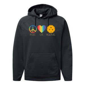 Peace Love Pickleball funny sport lovers Performance Fleece Hoodie