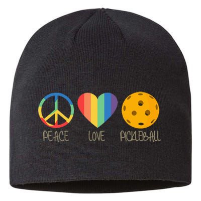 Peace Love Pickleball funny sport lovers Sustainable Beanie