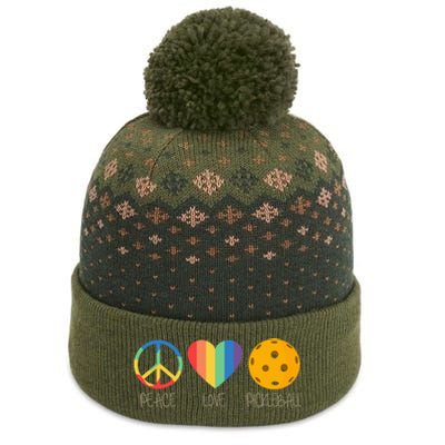 Peace Love Pickleball funny sport lovers The Baniff Cuffed Pom Beanie