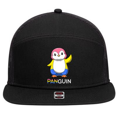 Pansexual Lgbtq Penguin A Colorful Pansexual Animal Gift 7 Panel Mesh Trucker Snapback Hat