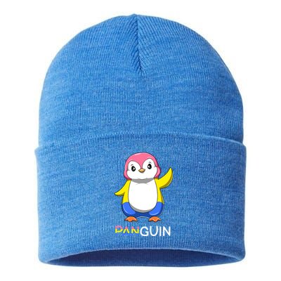 Pansexual Lgbtq Penguin A Colorful Pansexual Animal Gift Sustainable Knit Beanie