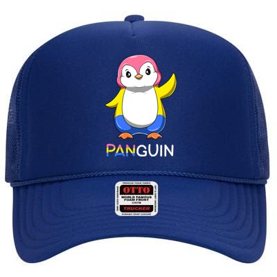 Pansexual Lgbtq Penguin A Colorful Pansexual Animal Gift High Crown Mesh Back Trucker Hat